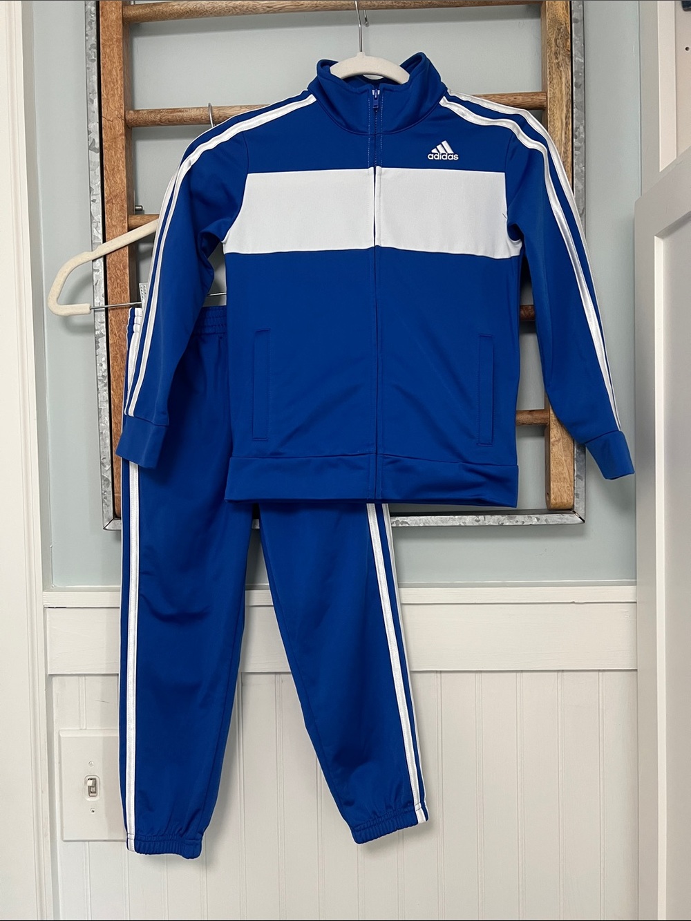Boys adidas Blue and White Youth Track Jacket & Pants size 6